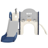 ZUN Kids Slide Playset Structure 7 in 1, Freestanding Spaceship Set with Slide, Arch Tunnel, Ring Toss PP319756AAC