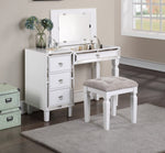 ZUN Traditional Formal White Color Vanity Set w Stool Storage Drawers 1pc Bedroom Furniture Set Tufted B011111847