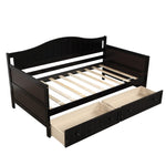 ZUN Twin Wooden Daybed with 2 drawers, Sofa Bed for Bedroom Living Room,No Box Spring Needed,Espresso WF192860AAP
