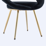 ZUN Black Velvet Modern accent/Conversation Lounge Chair With Gold Plated Legs, unique W117065090