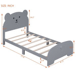 ZUN Twin Size Wood Platform Bed with Bear-shaped Headboard and Footboard,Gray WF307087AAE