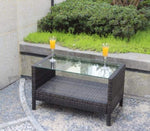 ZUN Outdoor patio Furniture Coffee Table with clear tempered glass W20967099