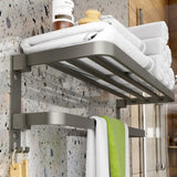 ZUN Towel Racks for Wall Mounted,23.6" Foldable Towel Holder with Two Towel Bars and Hooks, for 40423451