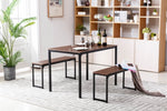 ZUN Morden charming style dining table set with a tatble and two benches for kichen, diniing room, Dark W50172153