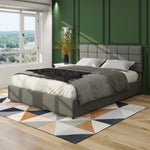 ZUN Vera Full Size Gray Linen Upholstered Platform Bed with Patented 4 Drawers Storage, Square Stitched B083115496