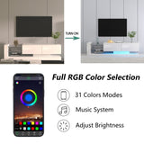 ZUN TV Console with Storage Cabinets, Full RGB Color 31 Modes Changing Lights Remote RGB LED TV Stand, W1701105065