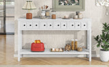 ZUN TREXM Rustic Entryway Console Table, 60" Long Sofa Table with two Different Size Drawers and Bottom WF281290AAK