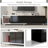 ZUN U-Can Modern ,Stylish TV Stand TV Cabinet for 80+inch TV, Black WF299723AAB