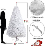 ZUN 7ft High Christmas Tree 1000 Tips Decorate Pine Tree with Metal Legs White with Decorations W2181P154086