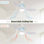 ZUN 54 Inch DC Ceiling Fan with Lights and Remote Control, Reversible Noiseless DC Motor W934P147094