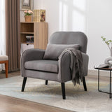 ZUN Accent chair, KD solid wood legs with black painting. Fabric cover the seat. With a cushion. W72865877