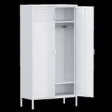 ZUN Metal Wardrobe Cabinet, Armoire Wardrobe Closet Hanging Rod and Doors, Metal Wardrobe Closet 72467009