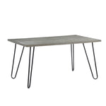 ZUN Modern Sleek Design Dining Table 1pc Light Gray Wooden Top Black Finish Metal Legs Dining Furniture B011134426