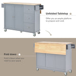 ZUN Rolling Mobile Kitchen Island with Solid Wood Top Locking Wheels,52.7 Inch Width,Storage Cabinet WF287035AAG