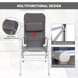 ZUN Aluminum Alloy Lounge Chair Adjustable Recliner w/Pillow Outdoor Camp Chair for Poolside Backyard W1511114975