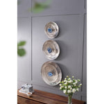 ZUN Silver Textured Oversized Disc, Wall Decor for Living Room Bedrrom Entryway Office, Set of 3 W2078130319