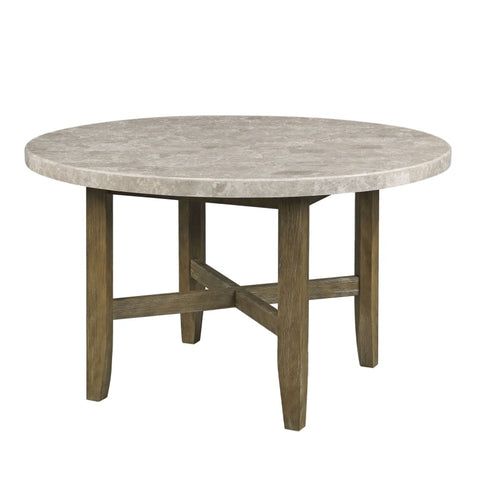 ZUN ACME Karsen DINING TABLE W/MARBLE TOP Marble Top & Rustic Oak Finish DN01449