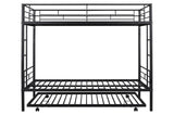 ZUN Metal Twin over Twin Bunk Bed with Trundle/Can Be Separated into 2 Twin Beds/ Heavy-duty Sturdy W42752425