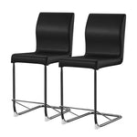 ZUN Set of 2 Padded Leatherette Dining Chairs in Black and Chrome Finish B016P156820