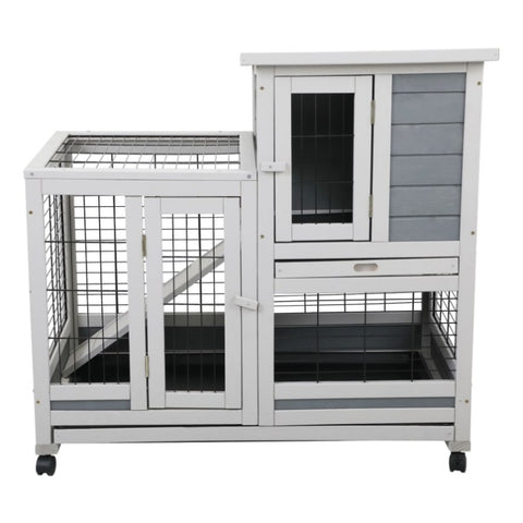 ZUN Wooden Rabbit Hutch, Outdoor Pet Bunny House Wooden Cage with Ventilation Gridding Fence, Openable W2181P155564