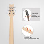 ZUN 44 Inch GIB 6 String H-H Pickup Laurel Wood Fingerboard Electric Bass 52936419