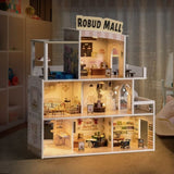 ZUN Wooden Shopping Mall Dollhouse, Pretend Playset for Kids, Suitable for Christmas Party& Birthday W979138695