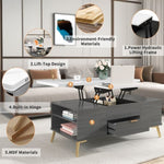 ZUN Modern Lift Top Coffee Table Multi Functional Table with Drawers in Gray & White WF307471AAG