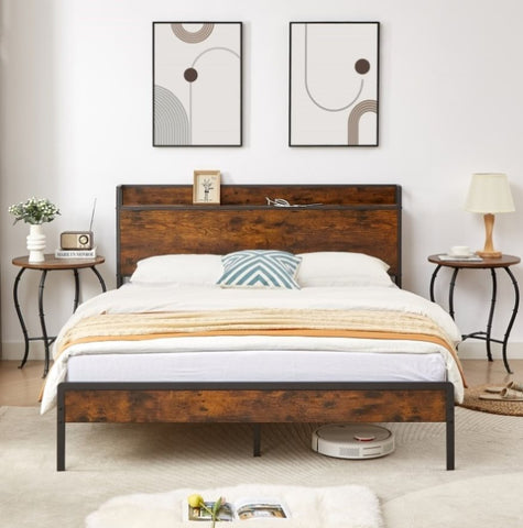 ZUN Bed frame with charging station queen size,87.80'' L x 61.80'' W x 39.2'' H W1162123743