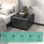 ZUN Modern Smart Side Table with Built-in Fridge, Wireless Charging, Temperature Control, Power Socket, W1172126001