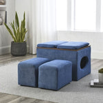ZUN [Video] Welike 25"W Modern design hollow storage ottoman, upholstery, coffee table, two small W83456981