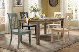 ZUN Casual Teal Finish Side Chairs Set of 2 Pine Veneer Transitional Double-X Back Design Dining Room B01143554