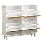 ZUN ON-TREND Rattan Boho Style Shoe Cabinet 4 Flip Drawers, Modern 2-Tier Shoe Storage Organizer WF300555AAK