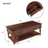 ZUN Retro Cocktail Table Coffee Table Easy Assembly Movable with Caster Wheels for Livingroom 74147965