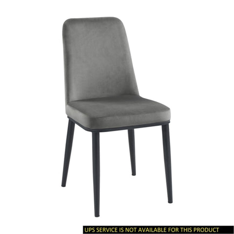 ZUN Sleek Design Gray Velvet Side Chairs Set of 2 Modern Dining Furniture Black Metal Legs B011P146559