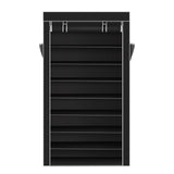 ZUN 10 Tiers Shoe Rack with Dustproof Cover Closet Shoe Storage Cabinet Organizer Black 93222617