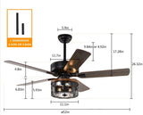 ZUN 52'' Plywood blades ceiling fan with remote control for the living room ,bed room W1592140072