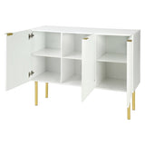 ZUN TREXM Modern Simple Luxury Style Sideboard Particle Board MDF Board Cabinet with Gold Metal Legs WF295369AAK