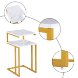 ZUN (42 x 35.5 x 71)cm C-Type Side Table Double-Layer Gold Marble Sticker 35425572
