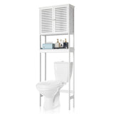 ZUN FCH Bamboo 2 Doors 1 Shelf Toilet Cabinet Bathroom Cabinet White 75567921