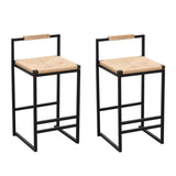 ZUN Set of 2 Bar Stools with Back Paper Woven Counter Height Dining Chairs for Kitchen, Home W1757104750