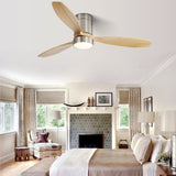 ZUN 52 Inch Wood Ceiling Fan with Lights Remote Control,Quiet DC Motor 3 Blade Ceiling Fans for Patio W934P147090