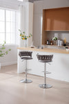 ZUN Set of 2 Bar Stools,with Chrome Footrest and Base Swivel Height Adjustable Mechanical Lifting Velvet W1249123939