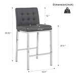 ZUN Modern Design High Counter Stool Electroplated leg Kitchen Restaurant grey pu Bar Chair W210123599