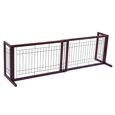 ZUN Wood Freestanding Pet Gate, Wood Dog Gate with Adjustable Width 40"-71", Barrier for Stairs Doorways W2181P145868