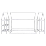 ZUN Twin size wood house bed with storage shelf and hanger ,kids bedroom set,White W504102747