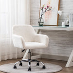 ZUN HengMing Faux Fur Home Office Chair,Fluffy Fuzzy Comfortable Makeup Vanity Chair ,Swivel Desk Chair W21228454