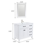 ZUN 36 Inch W White Bathroom Vanity Set with Faucet and Mirror, Vanity with Multi-Functional Drawers and W105943452