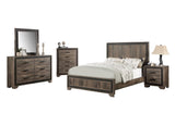 ZUN Oak Finish 1pc Queen Size Bed High Headboard MDF Particle Board Bedroom Furniture Bedframe Unique B011137847