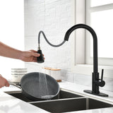 ZUN Black Kitchen Faucet, Kitchen Faucets with Pull Down Sprayer Commercial Stainless Steel Single 43249908