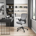 ZUN Techni Mobili Mid-Back Mesh Task Office Chair with Height Adjustable Arms, Grey RTA-8030-GRY